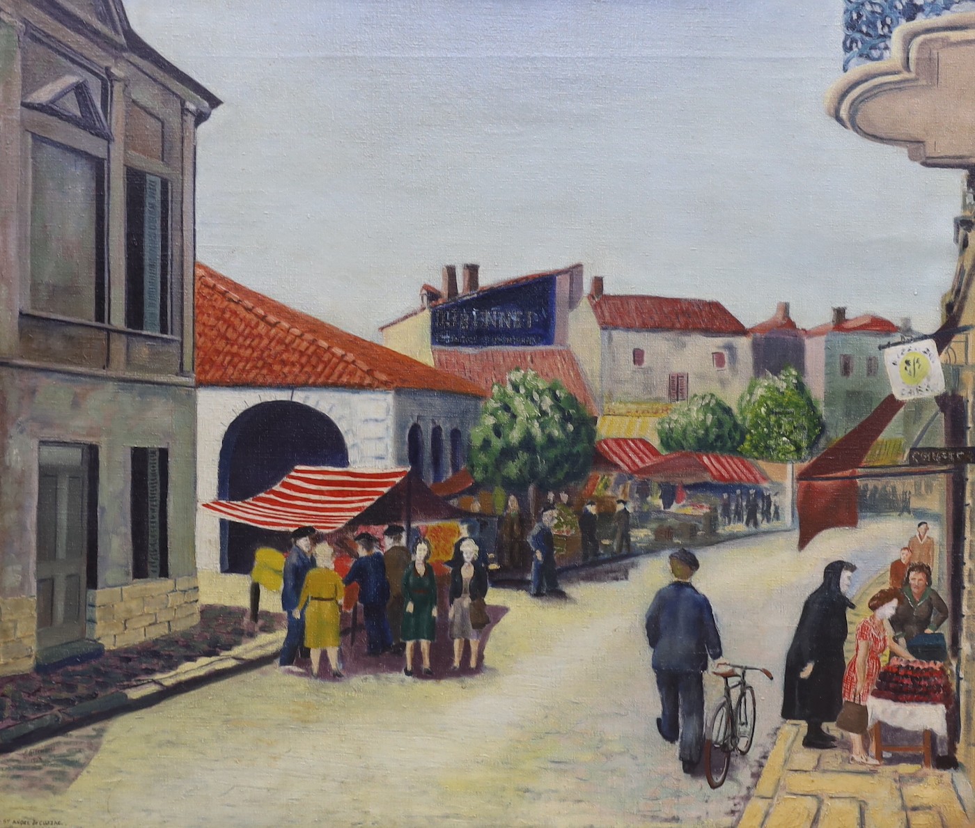 E. W. Allen, oil on canvas, St Andre de Curzac, signed and dated 1958, 64 x 76cm